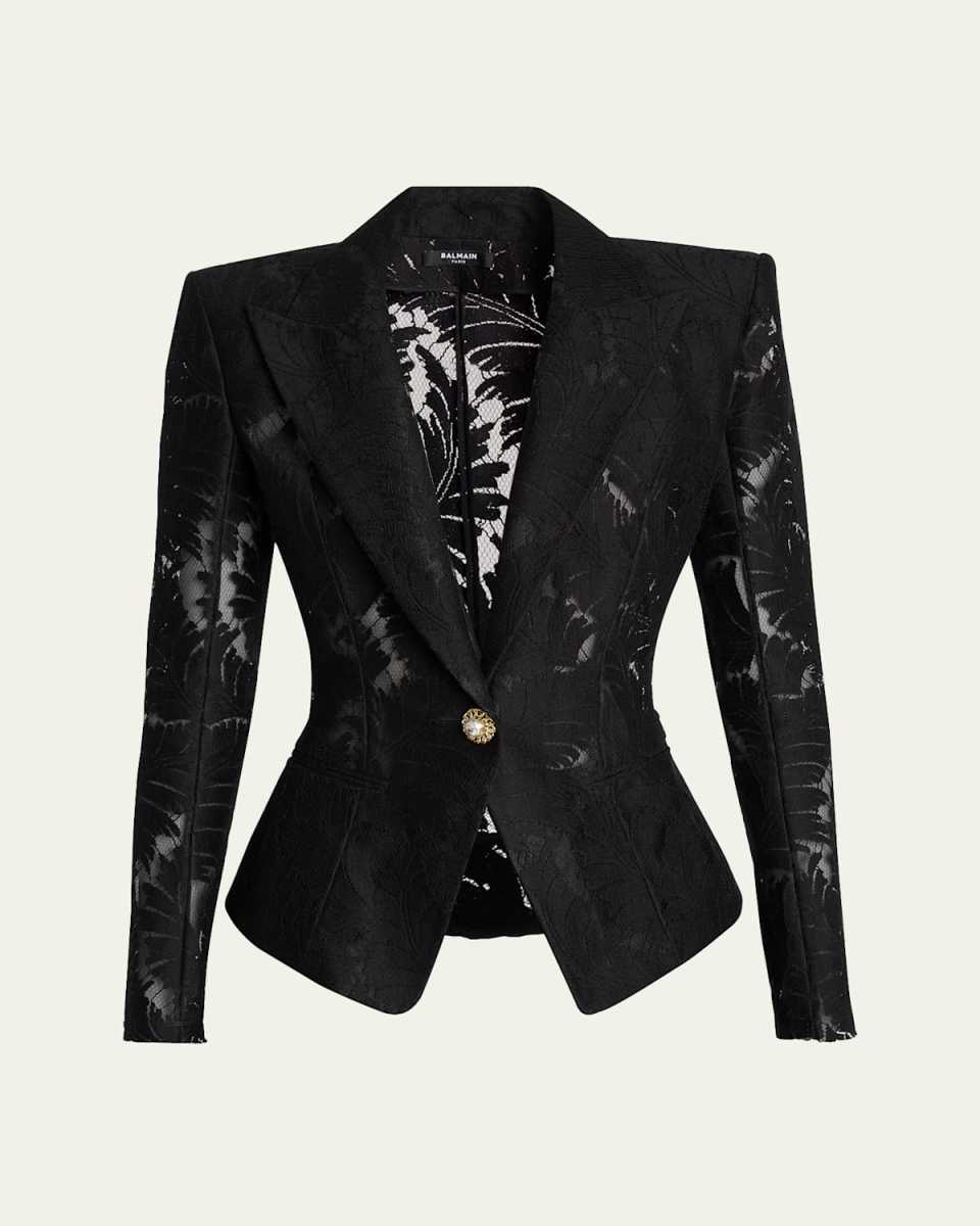 Single-Breasted Fitted Lace Jacket